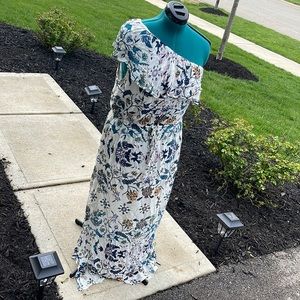 Floral asymmetric sleeveless dress